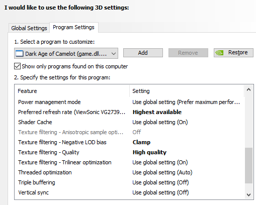Nvidia Profile Inspector, Program tab part 2